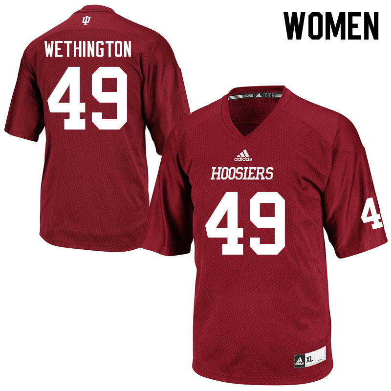 Women #49 Brett Wethington Indiana Hoosiers College Football Jerseys Sale-Crimson Jersey